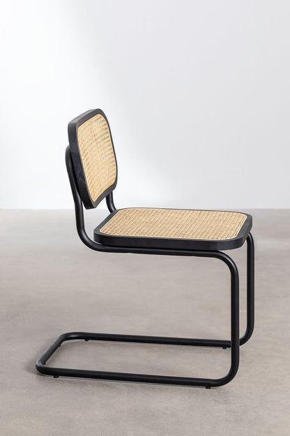 Silla Breuer Negra Madera y Ratán