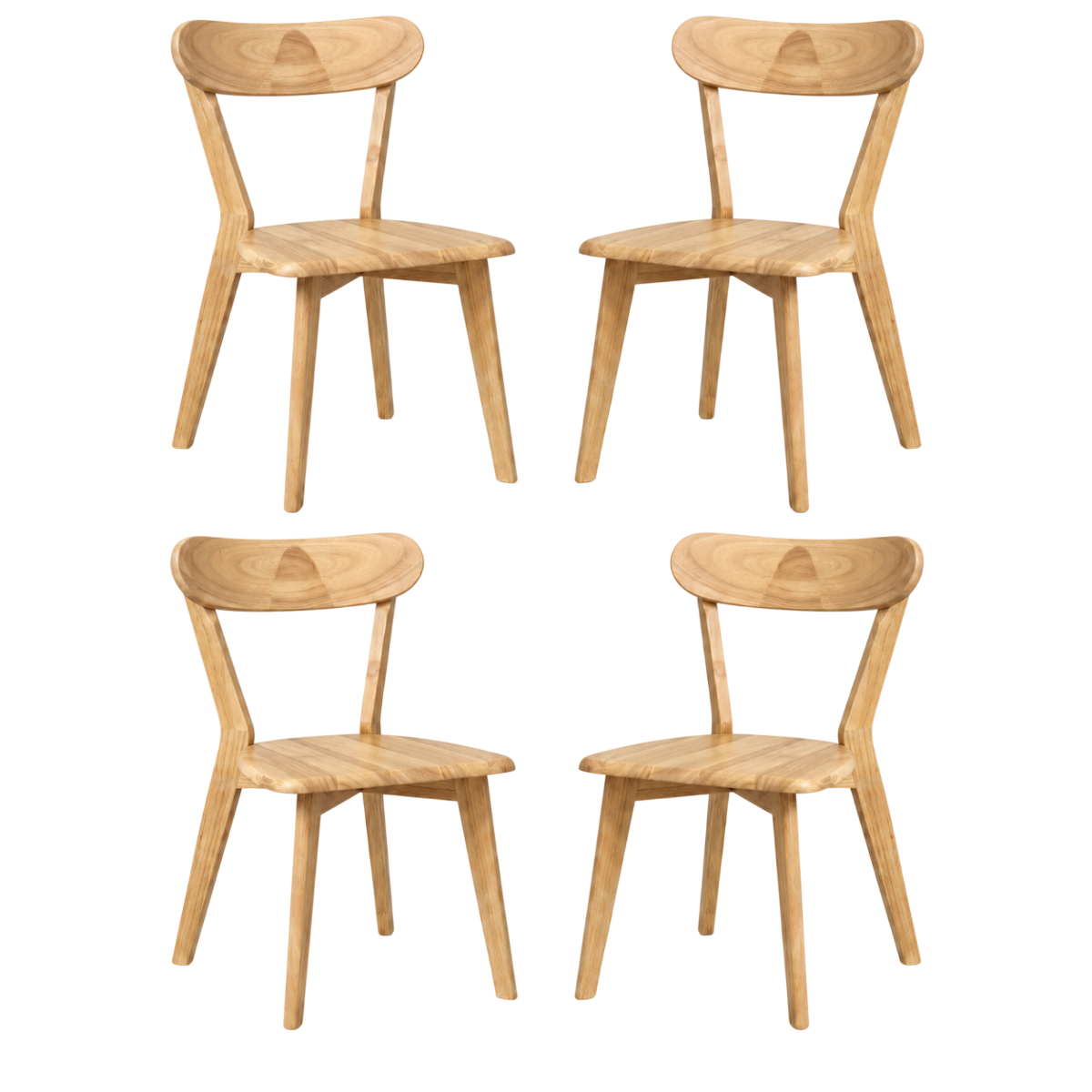 Pack 4 Sillas Fresno para Comedor de Madera Natural