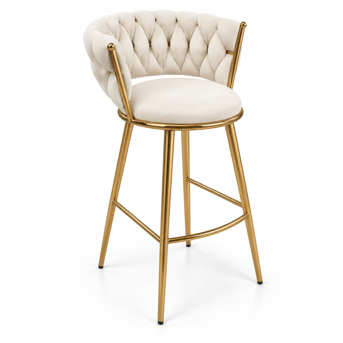 Pack 2 Taburetes Queen Fijo 66cm Beige base Dorada