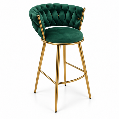 Pack 2 Taburetes Queen Fijo 66cm Verde base Dorada