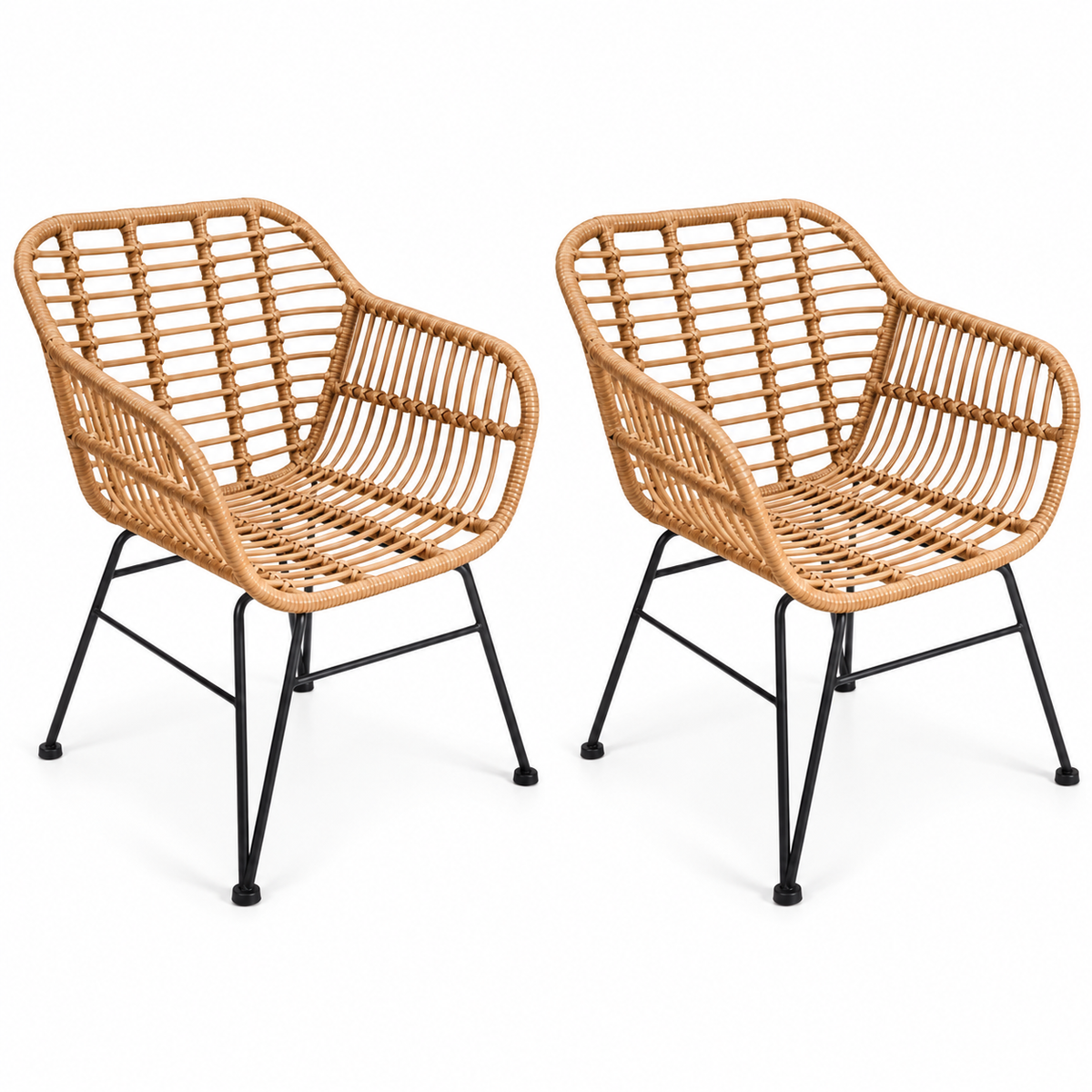 Pack 2 Butacas Sitiales Siena de Rattan con Patas Negras
