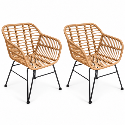 Pack 2 Butacas Sitiales Siena de Rattan con Patas Negras
