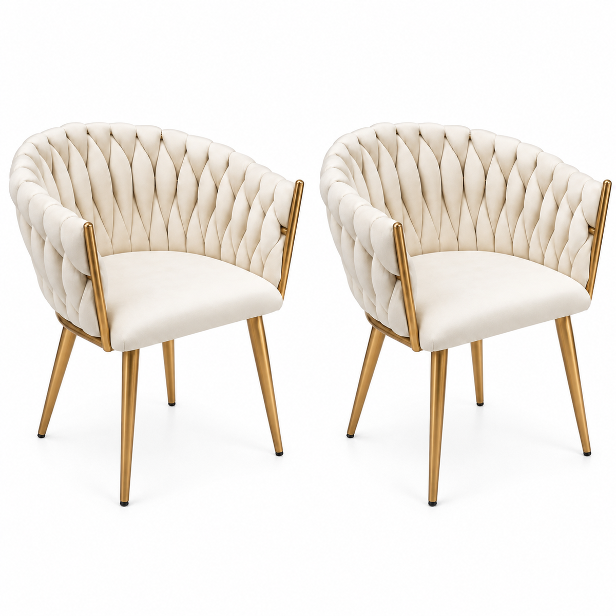 Pack 2 Butacas Sitiales Queen Fijo de Terciopelo Beige