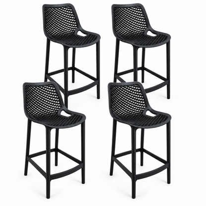 Pack 4 Taburetes Rex de Polipropileno 66cm Negro