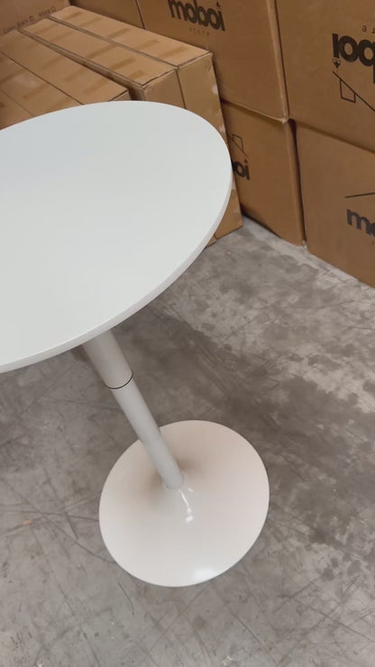 Mesa Bar Centro Altura Regulable 60cm Diámetro Full Blanca