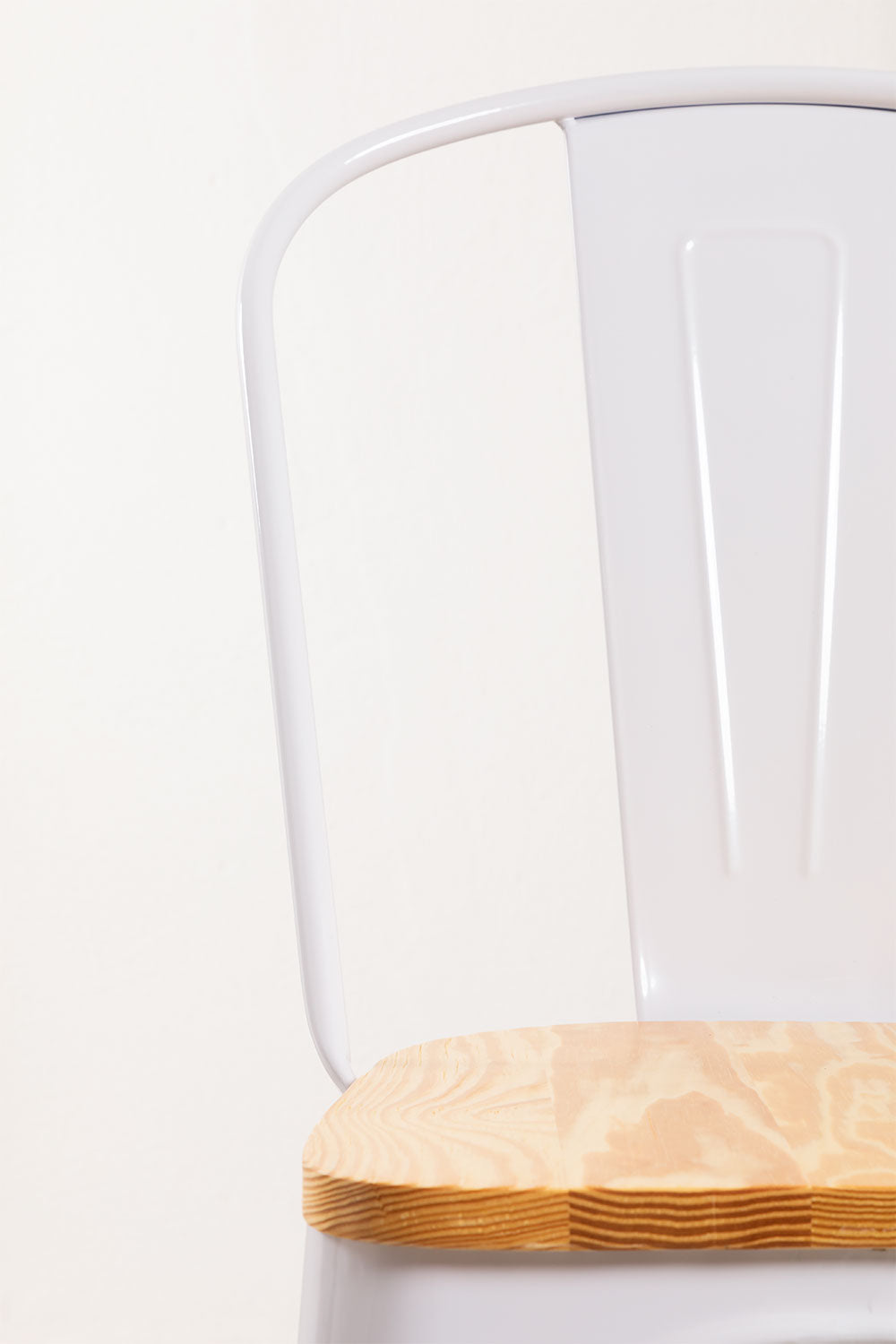 Silla Tolix con Asiento de Madera Blanca