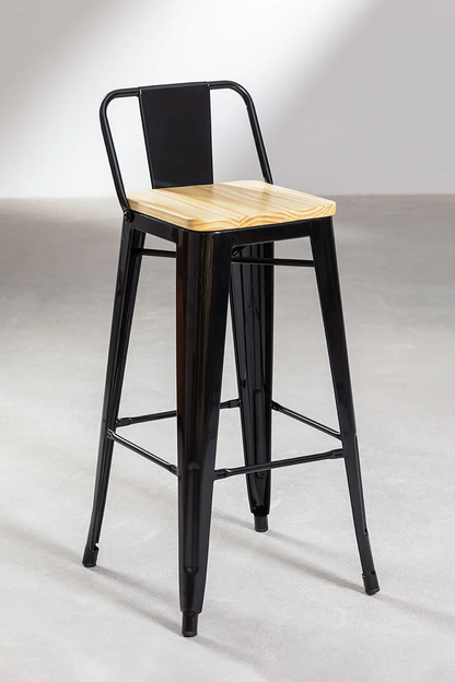 Pack 2 Taburetes Tolix Madera Negro 66cm