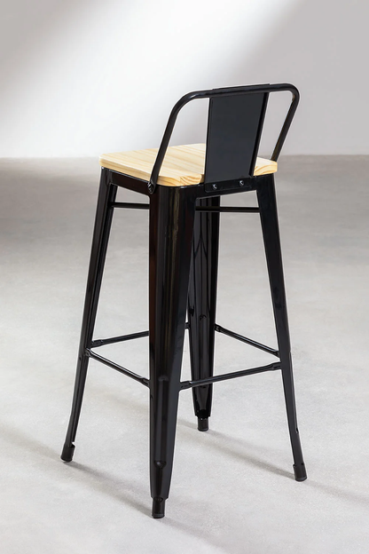 Pack 4 Taburetes Tolix Madera Negro 66cm