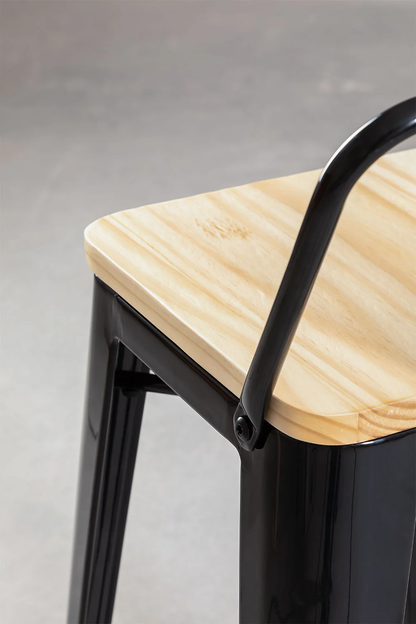 Pack 4 Taburetes Tolix Madera Negro 66cm