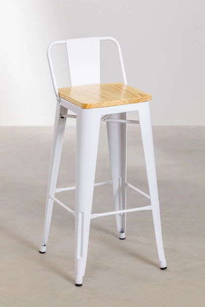 Taburete Tolix Madera Blanco 66cm