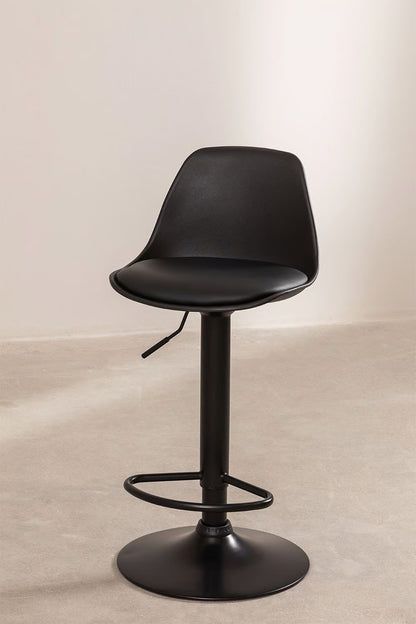 Taburete Eames con Altura Regulable Base Negra para Cocina o Bar Negro