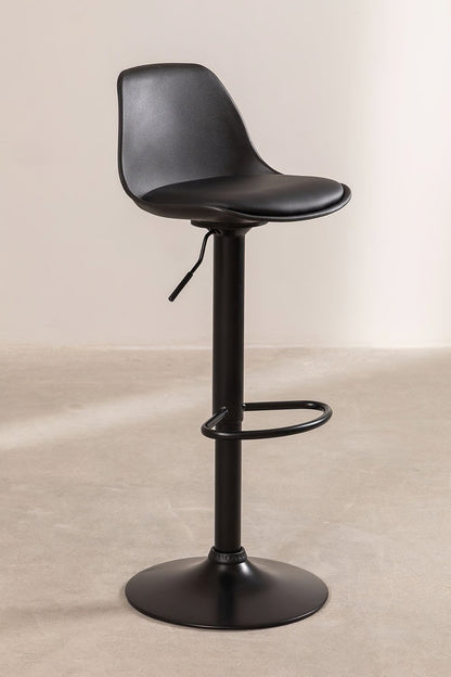 Taburete Eames con Altura Regulable Base Negra para Cocina o Bar Negro