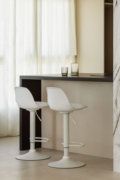 Taburete Eames con Altura Regulable Base Blanca para Cocina o Bar Blanco