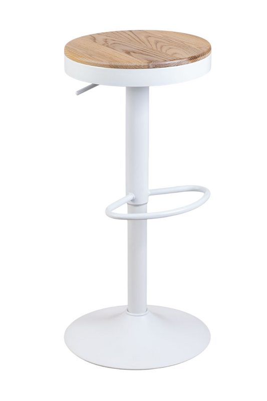 Taburete Regulable Piso Bar Asiento De Madera Blanco