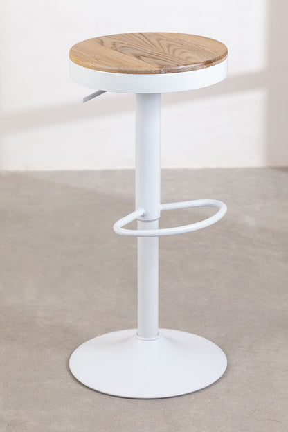 Taburete Regulable Piso Bar Asiento De Madera Blanco