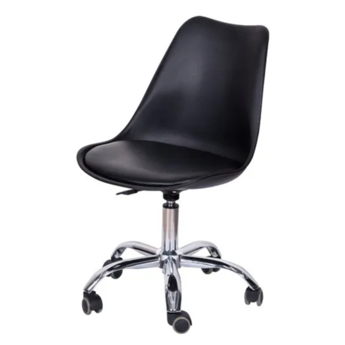 Silla De Escritorio Tulip Eames Giratoria Acolchada Negra