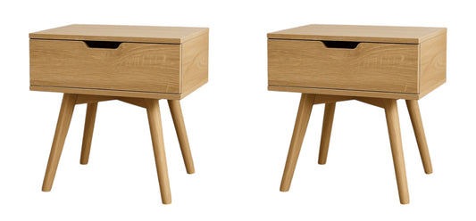 Pack 2 Veladores Mesa De Noche 1 Cajon Moderno 50*40*45cm