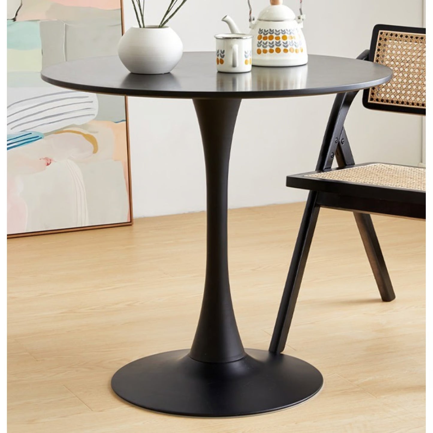 Mesa Comedor Redonda Tulip Clasica 80cm Diametro Negra