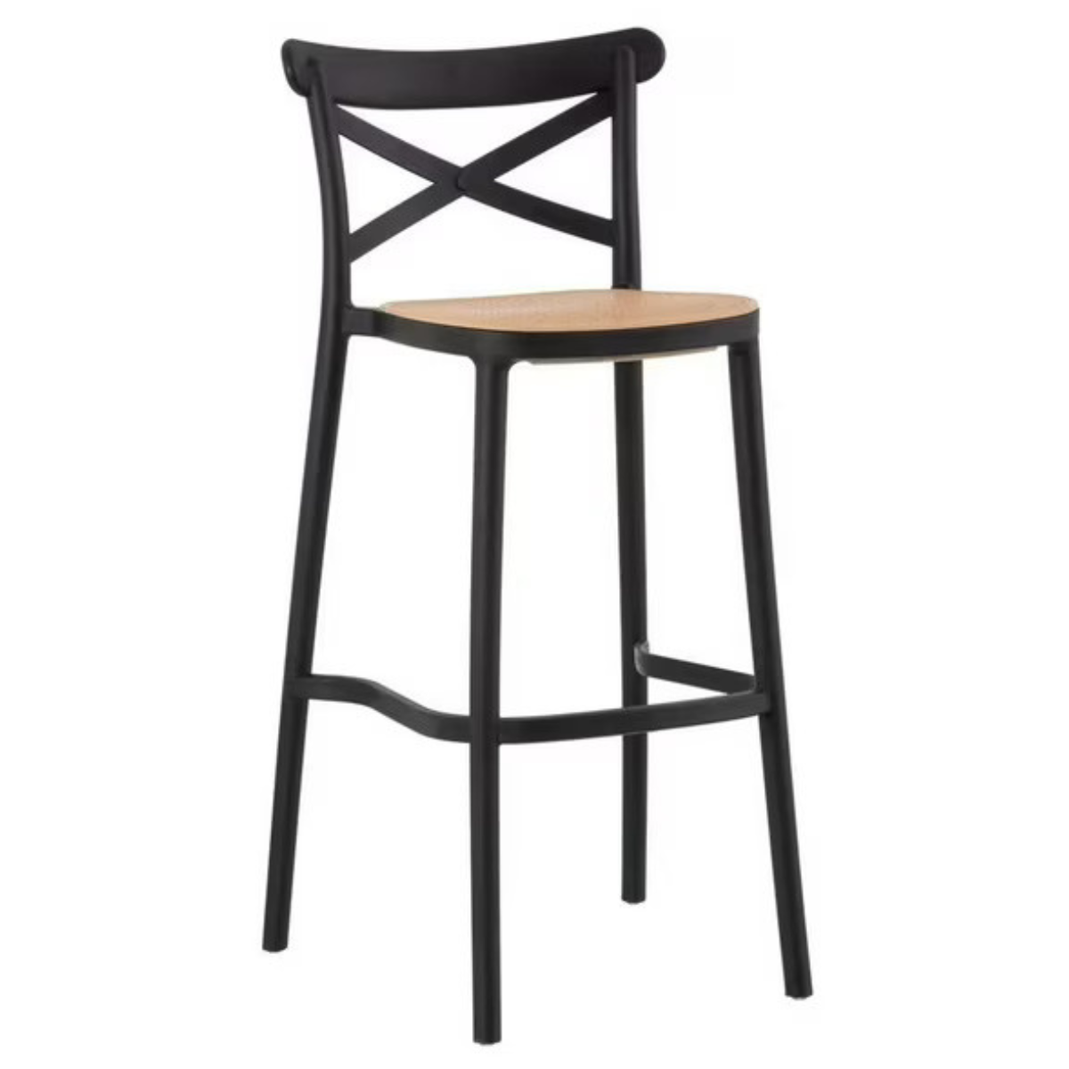 Taburete Crossback Danubio Piso de Bar o Terraza 66cm Negro
